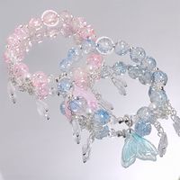 Bracelet Fantaisie en Perles de Verre Cristal Popcorn avec Pendentif Goutte et Breloque Queue de Poisson pour Filles, Femmes, Étudiantes – Bracelets d'Amitié, Cadeau Bijou