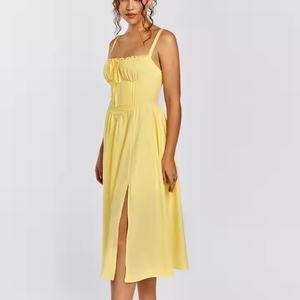 Vestido Midi Personalizable de Algodón para Mujer con Abertura Alta y Espalda Descubierta, Estilo Halter, Ideal para Verano - Product Image 4