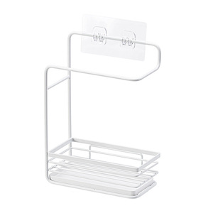 Kitchen Sink Drain Cloth Rack Metal <b>Frame</b> Wall <b>Mounted</b> No Drill Storage Organizer White Minimalist Style - Product Image 5