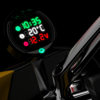 Voltmeter Pengukur Suhu Sepeda Motor, Alat Ukur Voltimetro 3 Dalam 1 dengan Jam Monitor Baterai Led untuk Sepeda Motor