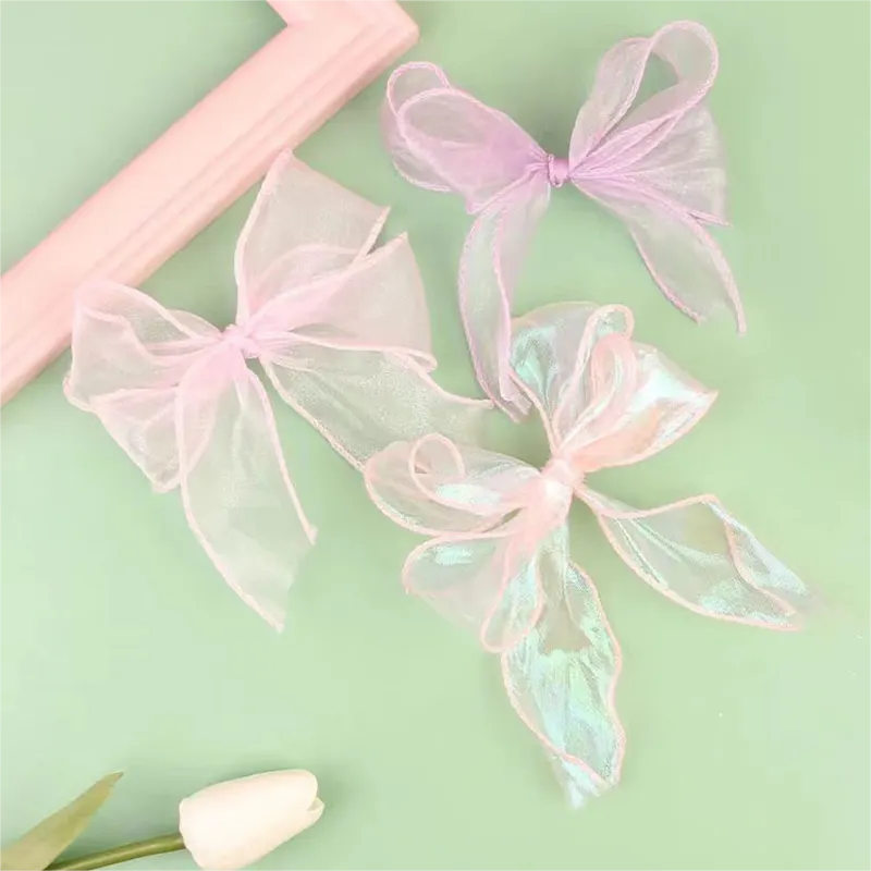 Lude Fishtail Edge Wave Organza Ribbon Wedding Party Wholesale Customize 196 Solid Colors Organza for Crafts Flower Packing