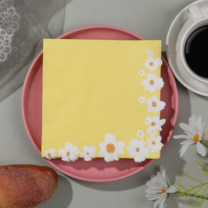 Printed Daisy Paper Napkins 330mm X 330mm For Birthday Parties And Events - Product Image 1