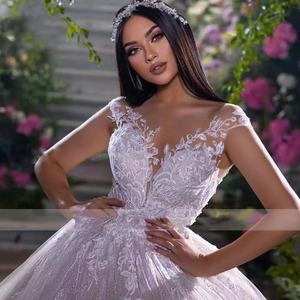 AL1800 <span class=keywords><strong>Vestido</strong></span> de novia de encaje satinado 2024 <span class=keywords><strong>Vestido</strong></span> de baile elegante con flores blancas de jardín Volantes de cristal para la ceremonia <span class=keywords><strong>civil</strong></span> de la novia - Product Image 1