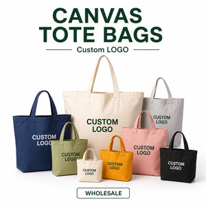 Custom Logo Durable <b>Canvas</b> Tote <b>Bags</b> Multiple Sizes Reusable Eco-Friendly Shopping <b>Bags</b> for Wholesale and Promotion - Product Image 1