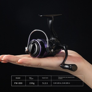 Moulinet de pêche spinning en métal HAUT TON, modèle PW, haute vitesse, rapport de transmission 5.2:1, 6 roulements, pour droitier, utilisation en mer et sur plage - Product Image 6