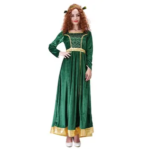 सुंदर महिलाओं की हरे रंग की लंबी पोशाक हेलोवीन पार्टी Cosplay मध्यकालीन पुनर्जागरण के लिए लेडी कॉस्टयूम वयस्क