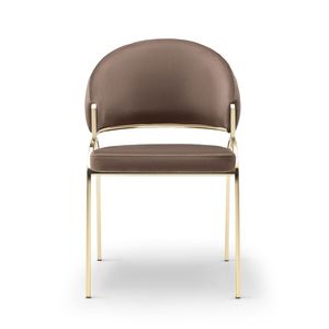 Silla de comedor moderna de metal, tapizada en negro con estructura dorada, para uso en hoteles y villas. - Product Image 6
