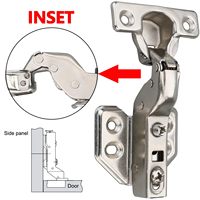 Charnière de porte de placard Elite en acier allié nickelé à fermeture douce, profilée en coupelle de 26 mm, unidirectionnelle, pour porte fine de meuble de cuisine