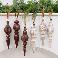 Vintage-Weihnachtsornament-Set mit langen, spitz zulaufenden Hängeschmuckstücken für den Weihnachtsbaum, Heimdekoration und Bauernhaus-Feiertagsdeko