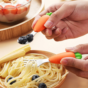 Utensilios de acero inoxidable 304 de dibujos animados para niños pequeños, cucharas de entrenamiento de alimentación, tenedores, cubiertos para niños, juegos de cubiertos para niños - Product Image 2