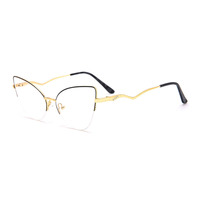 Monturas de Gafas Modernas Doradas para Mujer, Monturas Ópticas de Metal Multimaterial para Hombre, Logotipo Personalizado, Marca de Gafas Militares