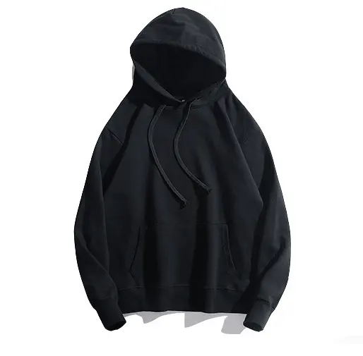 Fall 2023 adult men's outdoors casual sportswear solid black with printed logo knitted hooded top sweatshirt hoodies