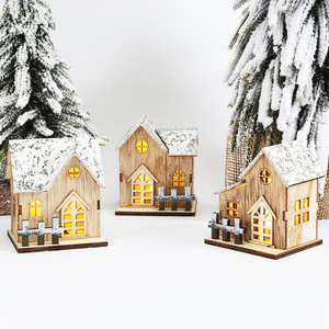 Miniature <strong>Christmas</strong> <strong>Village</strong> Building Set Wood Snow <strong>House</strong> Light Engraving for Home Desktop Fairy Garden Holiday Ornaments Xmas - Product Image 5