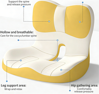 Coussin de siège ergonomique 2-en-1 en mousse à mémoire de forme avec soutien lombaire, haute résilience pour le bureau et la voiture - Soulagement des douleurs dorsales, respirant