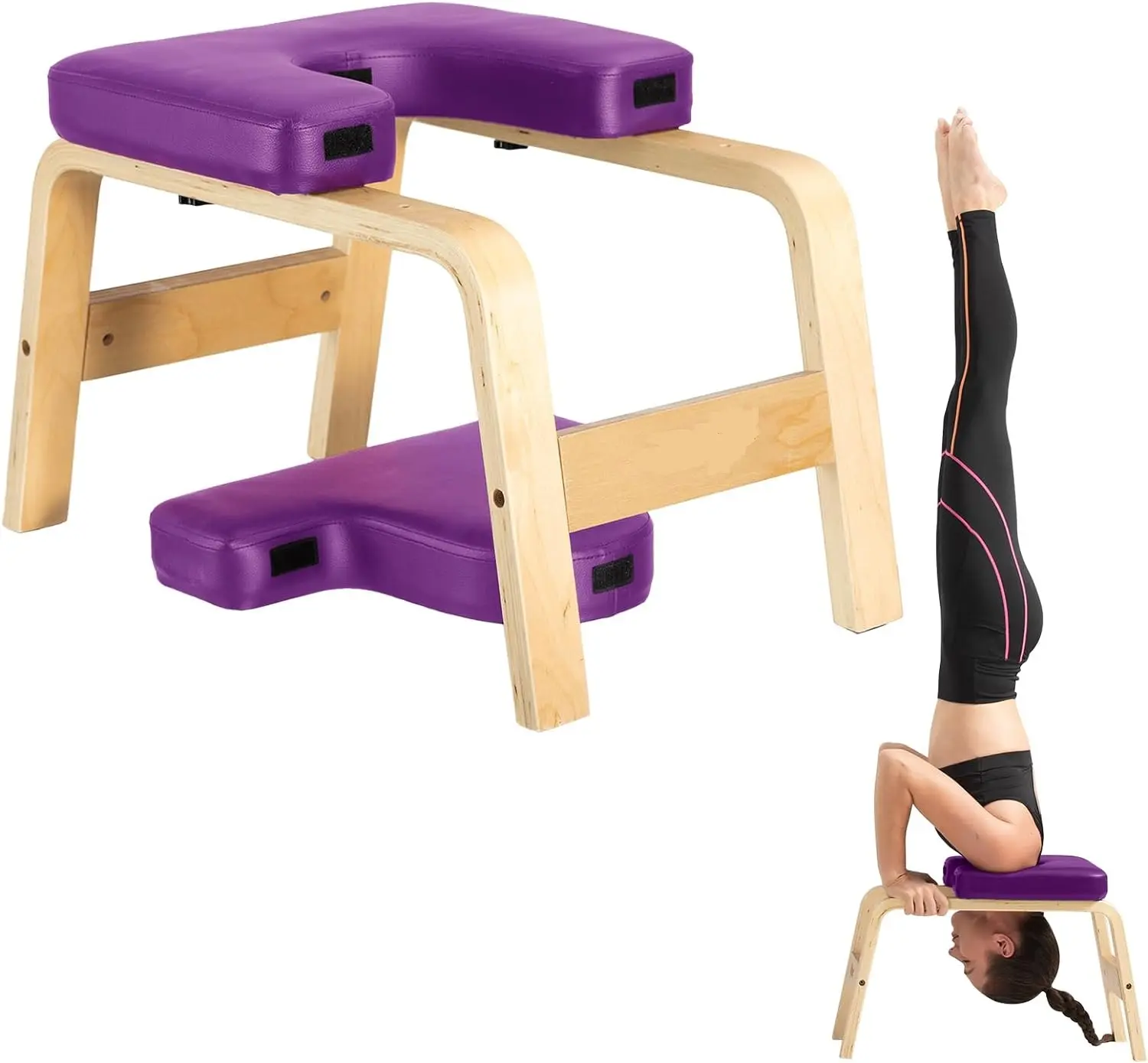 202404 Yoga Headstand Bench Yoga Inversion Chair for Core Strengthening Original little wooden Yoga Headstand Bench