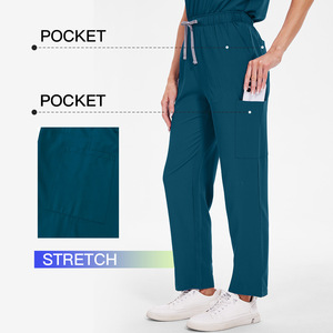 2025 verano superventas cómodos uniformes de salón médico enfermería Scrub 2pcs-Set mujeres hombres cuello en V recto venta al por mayor Scrubs - Product Image 5
