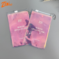 Pochette cosmétique en plastique transparente avec logo personnalisé ZHIHE, pochette holographique en PVC pour bijoux avec fermeture éclair, sac à fermeture éclair
