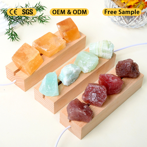 Lámpara de Mesa de Cristal Curativo al por Mayor con Base de Madera y Piedra Natural para Decoración del Hogar - Product Image 1