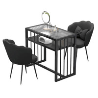 Meubles de salon de manucure en vente directe d'usine Tables à ongles modernes de luxe Ensembles de tables et de chaises pour ongles en verre