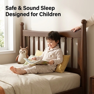 <span class=keywords><strong>Lit</strong></span> pour enfant en bois <span class=keywords><strong>de</strong></span> noyer massif <span class=keywords><strong>de</strong></span> style mid-century, taille complète, écologique, avec tête <span class=keywords><strong>de</strong></span> <span class=keywords><strong>lit</strong></span> à tiges, durable et sûr pour les hôtels et les chambres à coucher à domicile - Product Image 3