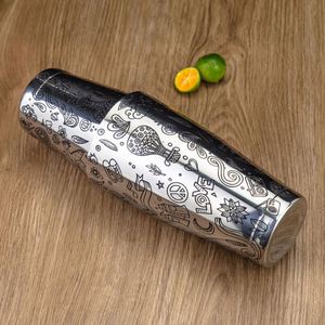 ดีไซน์ลายสลักธีมสันติภาพ ขนาด 850+550 มล. 28+18 ออนซ์  แก้วสแตนเลสสตีล 18/8 สำหรับผสมเครื่องดื่ม บาร์ ไวน์ ค็อกเทล  แก้วเชคเกอร์บอสตันแบบถ่วงน้ำหนัก - Product Image 2