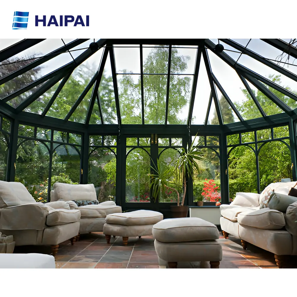 High-end modern tasarım şeffaf aydınlatma cam sunroom poligon çatı tasarım grafik tasarım çözümü