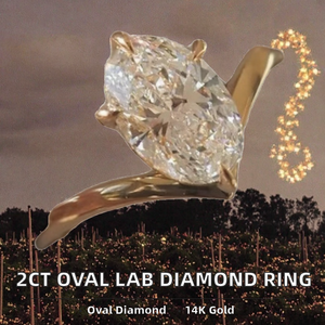 Anillo de Compromiso con Diamante Cultivado en Laboratorio de Corte Ovalado de 2.00ct, Corte Excelente, Claridad VS1, Certificado IGI, Oro Sólido de 14K, Clásico Solitario - Product Image 2