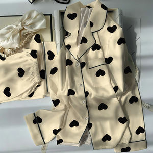 仿真真丝睡袍春夏新款简约心高档长袖居家服套装批发 - Product Image 4