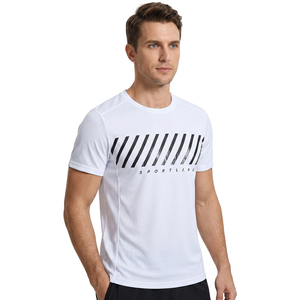 Camisetas de Cuello Alto para Hombre, Casuales, de Lona, Transpirables, de Secado Rápido, Deportivas, para Correr, Gimnasio, Entrenamiento, Manga Corta, Serigrafiadas - Product Image 2