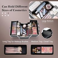 Trousse de Maquillage Professionnelle en Aluminium avec 4 Plateaux, Étanche, Antichoc, Portable pour Artistes Maquilleurs et Artisans