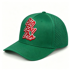 Casquette de baseball personnalisée en gros avec logo, 5 panneaux, découpée au laser, perforée, bicolore, à séchage rapide, imperméable, avec cordon, Gorras - Product Image 1