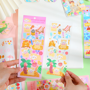 Papel autoadhesivo Kawaii coreano, pegatinas de corte de beso, dibujos animados, promocional, impermeable, hoja adhesiva personalizada - Product Image 6