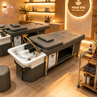 Fauteuil de lavage de cheveux moderne en cuir PU avec fonction massage et vapeur pour salon de beauté, idéal pour la vente en gros (style thaïlandais)