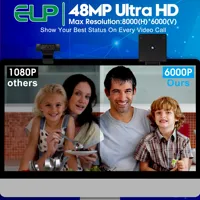 ELP 48MP Autofocus USB Webcam Video Camera dengan Lensa 70 Derajat Tanpa Distorsi Mini USB2.0 Webcam untuk PC Raspberry Pi Jetson Nano