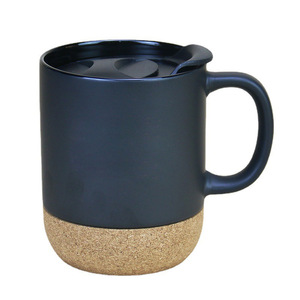 Tasses à café 11OZ 15OZ avec fond <span class=keywords><strong>en</strong></span> liège et couvercle anti-éclaboussures, tasse <span class=keywords><strong>en</strong></span> céramique avec grande poignée pour hommes, femmes, amateurs de café, meilleur cadeau - Product Image 1