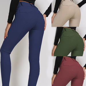 1 Cái Bán Hot Quân Đội Màu Xanh Lá Cây Điện Thoại Pocket Full Seat Silicone Jodhpurs Quần Người Phụ Nữ Cưỡi Ngựa Vớ Cưỡi Ngựa Quần Legging - Product Image 4