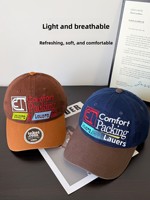 Gorra de Béisbol de Primavera/Verano, Algodón, Color en Contraste, Patrón de Letras Bordadas, Unisex, Transpirable, Ajustable, Fabricante ODM/OEM