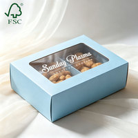 Boîte d'emballage alimentaire en carton ivoire en gros avec fenêtres transparentes en PVC, boîte d'emballage pour snacks, bonbons, noix, biscuits avec grille de séparation
