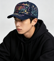 Cappello da Baseball Gotico Y2K all'Ingrosso con Stampa Sfumata di Spine, Stelle e Fiamme, Stile Streetwear