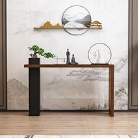 Table d'entrée murale longue et étroite en bois de pin, style zen moderne de luxe, meuble convertible pour salon