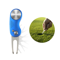 Outil de réparation de divots de golf pliable en métal avec bouton escamotable et marqueur de balle magnétique