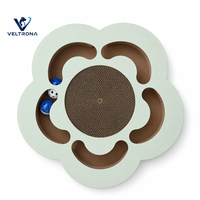 Planche à gratter pour chat en forme de fleur, jouet interactif d'intérieur en carton enroulé avec circuit de balles, vente en gros