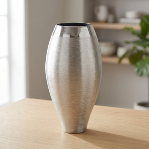Jarrón de Metal plateado mate para decoración del hogar, jarrón para venta al por mayor, jarrón de flores de diseñador artesanal decorativo único clásico - Product Image 2