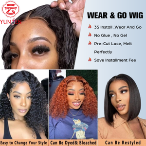 Cabello Humano 100% Virgen, Peluca con Frente de Encaje 4x4, Cabello Corto y Rizado con Raya al Medio en Negro para Mujeres - Product Image 4