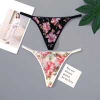 ZhenShangMei Culottes string en dentelle de haute qualité pour femmes, transparentes, sexy et coquines, avec logo à la taille
