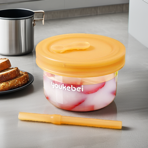 Récipients de stockage d'aliments ronds 34oz PPSU Pot à épices de cuisine à presse en bois pour la préparation des repas des nourrissons et les occasions de fête 0-12 mois - Product Image 3