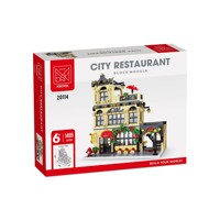 Ensemble de construction LED Restaurant Western Mork City avec éclairage, 1489 pièces, jouet éducatif en plastique ABS pour enfants
