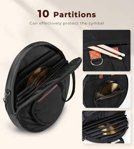 Bolsa de platillos de muestra gratis con divisores acolchados de 6mm, bolsa de platillos de tambor con asas de transporte, correas de mochila - Product Image 6