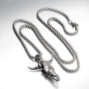 Collares de Moda con Colgante de Cuernos de Toro y Cabeza de <span class=keywords><strong>Vaca</strong></span>, Estilo Hip Hop, Punk, Aleación PVD, Impermeables, para Hombre, Venta al por Mayor - Product Image 1