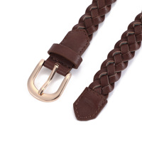 Ceinture artistique vintage en cuir souple fait main pour femme, style denim tissé, avec boucle en acier et cuir tanné végétal